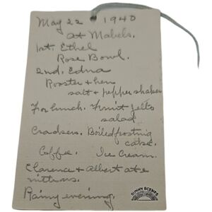 💛 1940 Vintage Tally Card with Menu